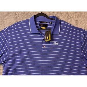 Greg Norman Alagua Golf Polo Shirt Men's XXL Blue White Stripe Play Dry